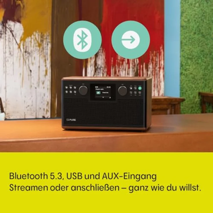 Pure Classic H6, digitales Stereo-Radio mit 30 W Stereoleistung, DAB+/FM, Bluetooth 5.3, Coffee Brown/Walnut – Bild 4