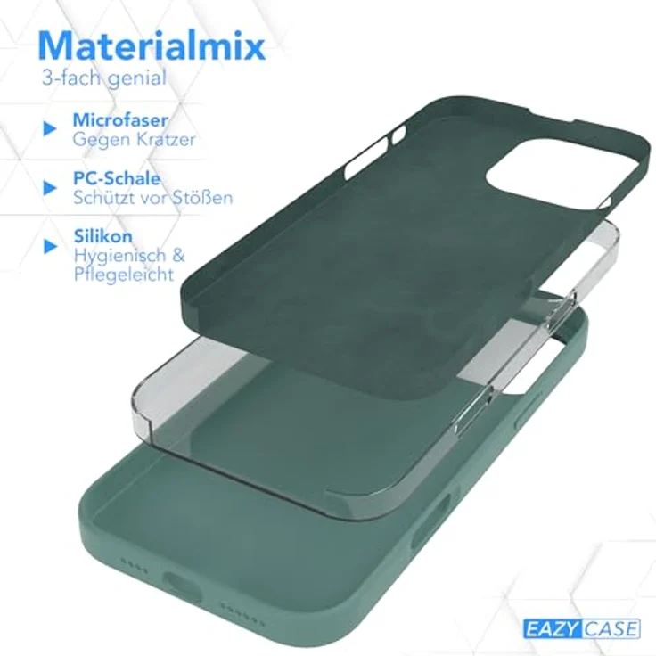 EAZY CASE Premium Silikon Handyhülle für iPhone 16 Pro Max, Slimcover mit Kameraschutz, Innenfutter, kratzresistent, Pinien Grün – Bild 5