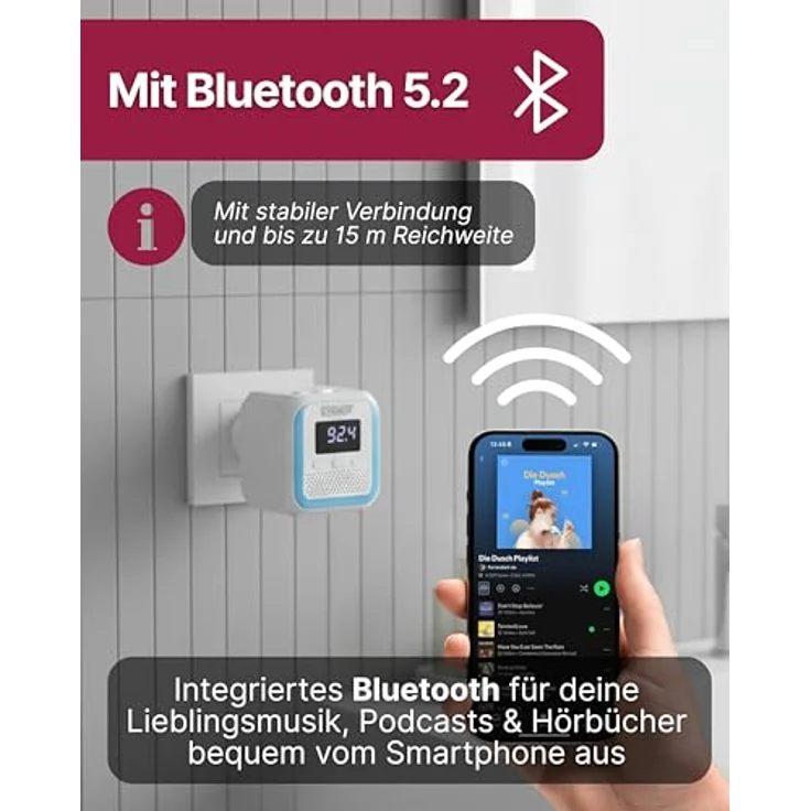 Schwaiger Steckdosenradio RAFM0100 mit Bluetooth, LED-Display und Nachtlicht – Bild 4