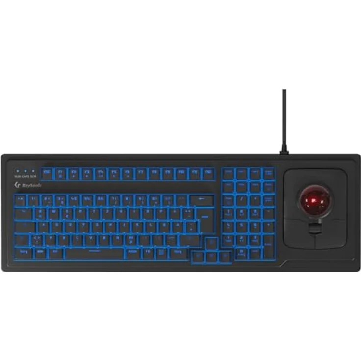 KeySonic KSK-8202ELU-T, mechanische Full-Size Tastatur mit Cherry MX Silent-Tasten, 46 mm Trackball, RGB-Hintergrundbeleuchtung, schwarz – Bild 3