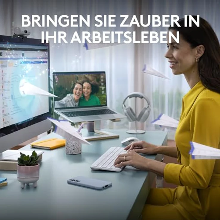 Logitech MK950 Signature Slim kabelloses Tastatur-Maus-Set, schlankes Design, leise tippen, Wechsel zwischen DREI Geräten, Bluetooth, mehrere Betriebssysteme, Windows und Mac, DEU QWERTZ-Layout, Weiß – Bild 2
