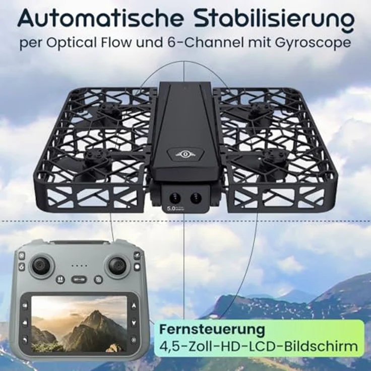 Casativo Duall-Full-HD Kamera Drohne faltbar mit 4,5" FPV, 120 m Reichweite, 25 Minuten Flugzeit, 1280 x 720 Auflösung – Bild 3