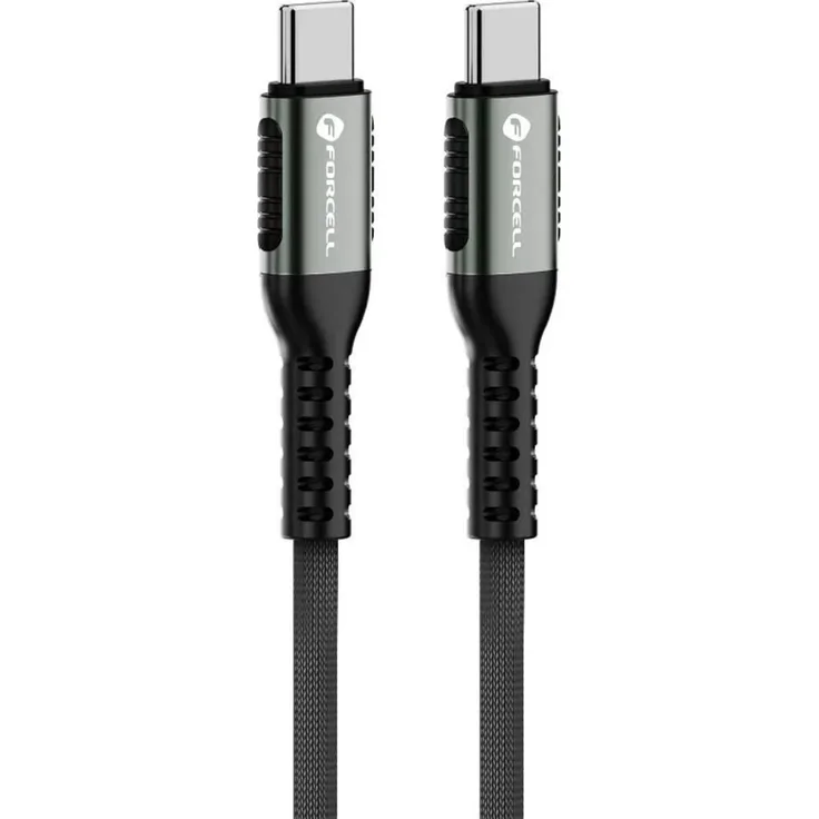 Forcell F-Energy C260, USB C auf USB C Kabel, 100W PD 5A, 2 m, schwarz, kompatibel mit Quick Charge 4.0, langlebig und flexibel