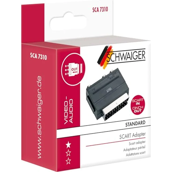 Schwaiger Video-AV-Adapter OUT, 1 x Scart-Stecker, 3 x Cinch-Kupplung für Audio-/Videoübertragung – Bild 8