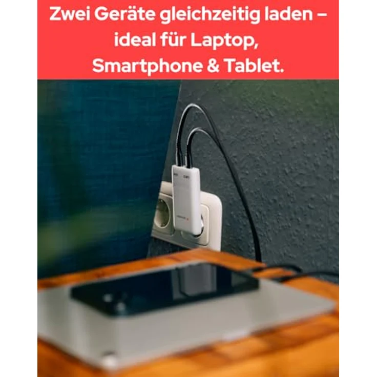 Verbatim GaN III Fold 'n' Go Charger 2 Port 65W USB-C, kompaktes USB Ladegerät in Weiss – Bild 7