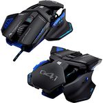 Dragonwar G4.1 Phantom 9500 DPI ergonomische und anpassbare RGB-Gaming-Maus mit 7 Tasten - Scroller und kostenloses XL-Mousepad - Zweihändig. Blau.