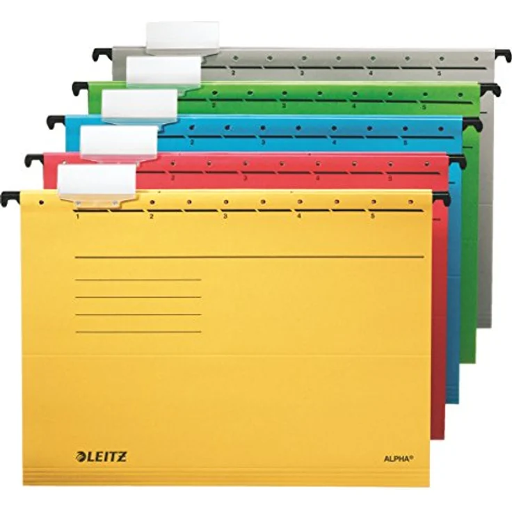 Generic LEITZ Hängemappen ALPHA® 1985, 5 Stück grau, DIN A4, stabiler Recycling-Karton mit Blauen Engel zertifiziert – Bild 3