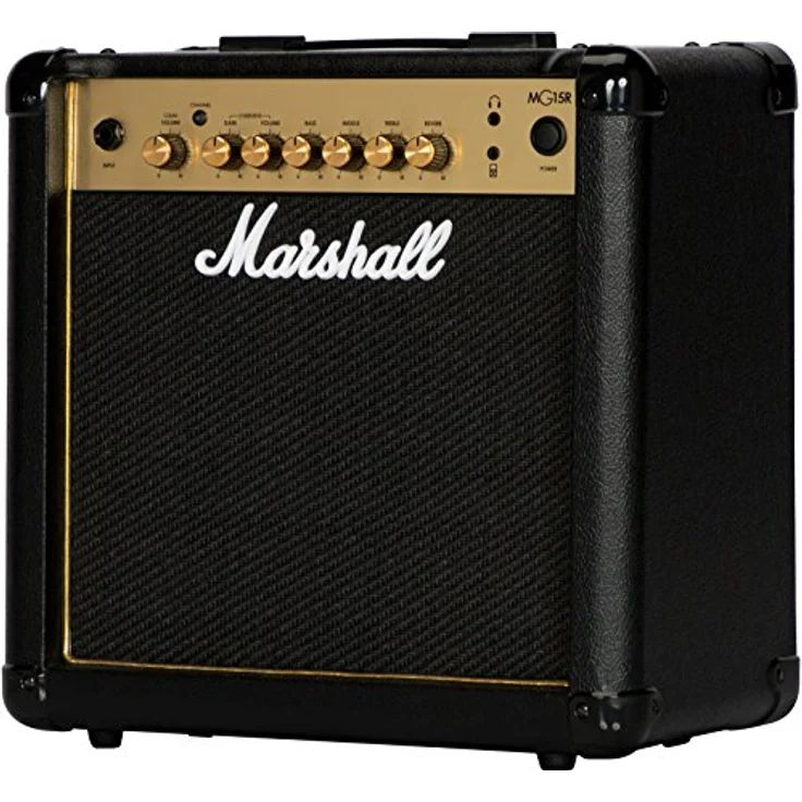 Marshall MG15GR, Transistor Combo Verstärker für E-Gitarre, 15 Watt, schwarzes Tolex mit goldenem Bedienfeld, integrierter Hall-Effekt, 2 Kanäle – Bild 4