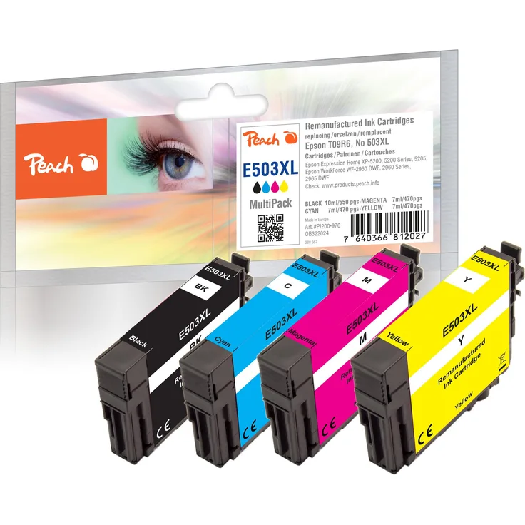 Peach Druckerpatrone Epson T09R6 Nr. 503XL, MultiPack remanufactured mit 4 XL Tintenpatronen (M, C, Y, BK)