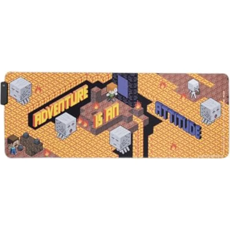 Paladone Products Minecraft Light Up Desk Mat, RGB Mausmatte mit gelbem und weißem Glühen, 80 cm x 30 cm – Bild 1