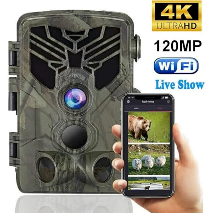 120MP WLAN Wildkamera WiFi830 Pro mit APP und Live Handyübertragung Bluetooth Jagdkamera Suntekcam Nachtsicht Livevorschau auf Handy APP 4K Video - Preisvergleich – Bild 2