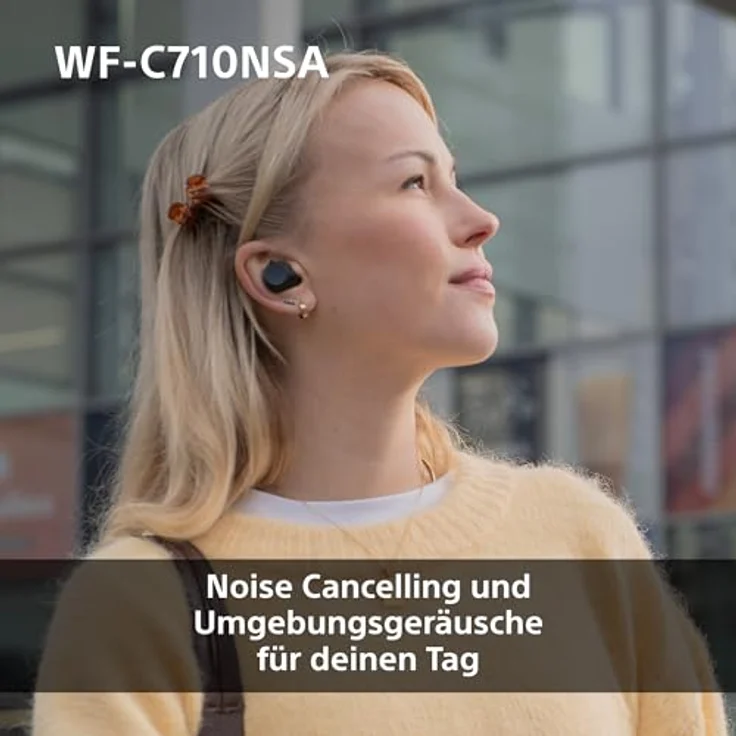 Sony WF-C710NSA, Truly Wireless Noise Cancelling Earbuds, IPX4, Touch-Bedienung, Multipoint-Verbindung, bis zu 40 Std Akku - Schwarz – Bild 3