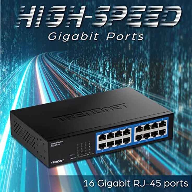 TRENDnet TEG-S17D 16-Port Gigabit Desktop Switch, , 16 x Gigabit RJ-45 Ports, 32Gbps Schaltleistung, lüfterloses Design, Metallgehäuse, internes Netzteil – Bild 5