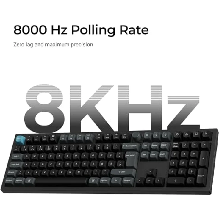 Keychron Q6 Ultra 8K, Kabellose mechanische Tastatur mit Vollmetallgehäuse, 100% ISO-DE-Layout, 8000 Hz Abtastrate, RGB-Beleuchtung, Bluetooth 5.3, Silk POM Red-Schalter – Bild 3