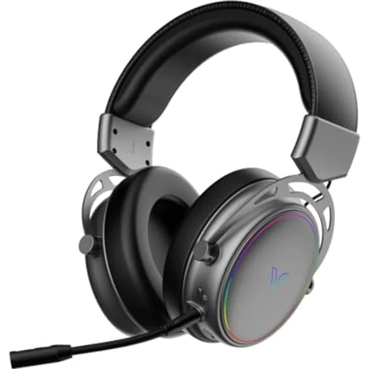 Rapoo VH800 kabelloses Gaming Over-Ear Headset, Flexibles Mikrofon, 46h Akku, Bluetooth/2,4Ghz - Space Grey