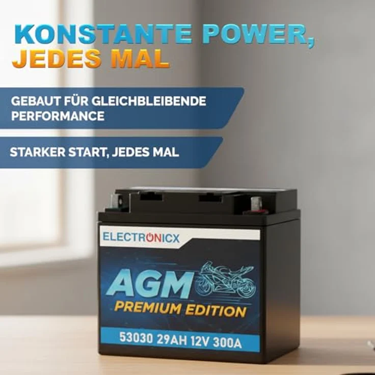 Electronicx AGM Motorradbatterie 29Ah 12V - wartungsfrei, auslaufsicher, vibrationsfest für Motorrad, Roller, Quad, ATV, Jetski – Bild 4
