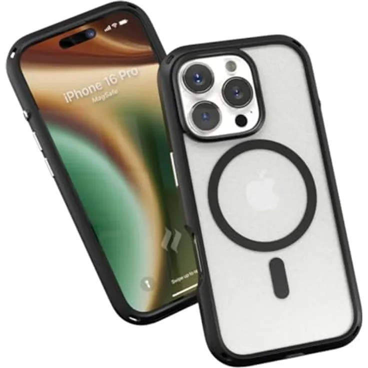 Catalyst Influence Case iPhone 16 Pro Stealth Black - Kostenlose Anti-Drop-Schnur, 3m/10ft Sturzschutz, +30 % lauteren Klang, Drehbarer Stummschalter, Rutschfester Griff und erhöhte Kanten, Ultradünnes Design mit MagSafe, Fingerabdruckfreier, transparenter Rücken