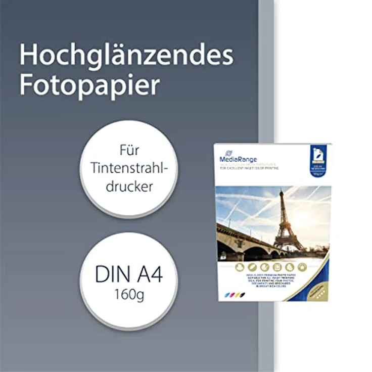 MediaRange MRINK105 Photopapier A4, 100 Blätter, 160 g-m², hochglanz – Bild 3