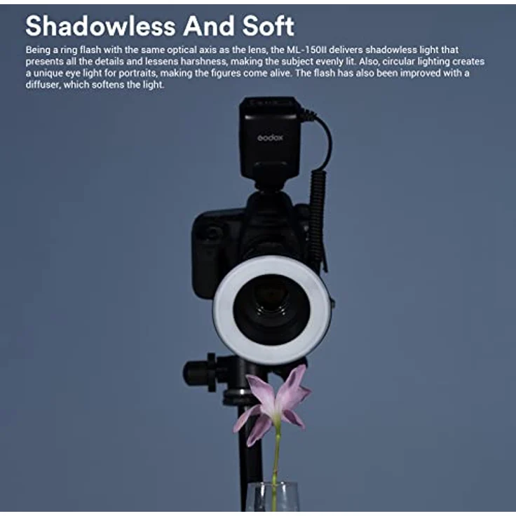Godox ML150II Makro Ringblitz - Perfektes Licht für Makrofotografie - 4xAA Alkaline-Batterien - Einstellbare Helligkeit - Hohe Leitzahl GN12 – Bild 5