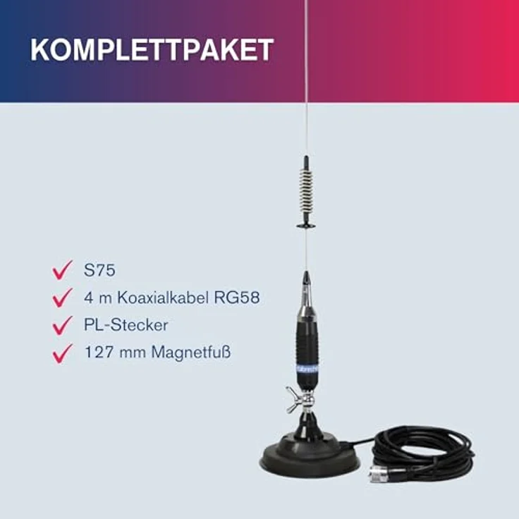 Albrecht 6335 S75 CB-Mobilantenne, 76 cm Magnetfußantenne für PKW, LKW und Transporter – Bild 8