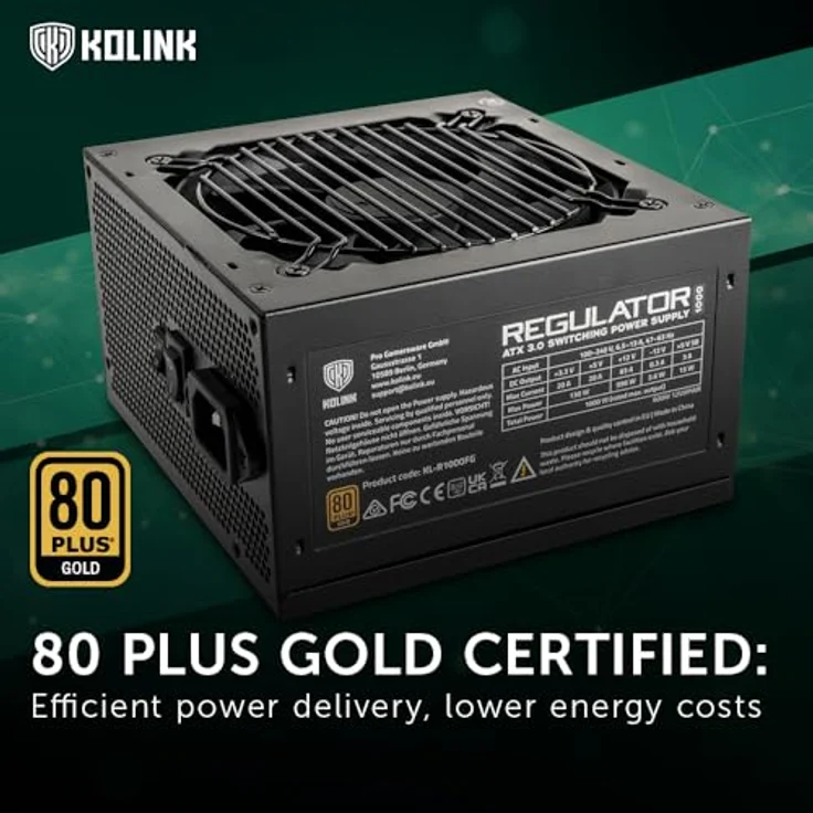 Kolink Regulator 80 PLUS Gold Netzteil, ATX 3.0, PCIe 5.0, modular - 1000 Watt (1000 W), Schwarz – Bild 2