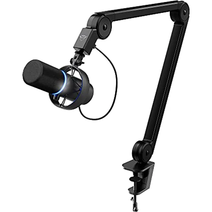 Trust Gaming GXT 255Plus Onyx Professionelles Mikrofon mit Arm, Nierencharakteristik, Popfilter, USB, LED, für Aufnahme, Streaming, Podcast, Broadcasting - Schwarz