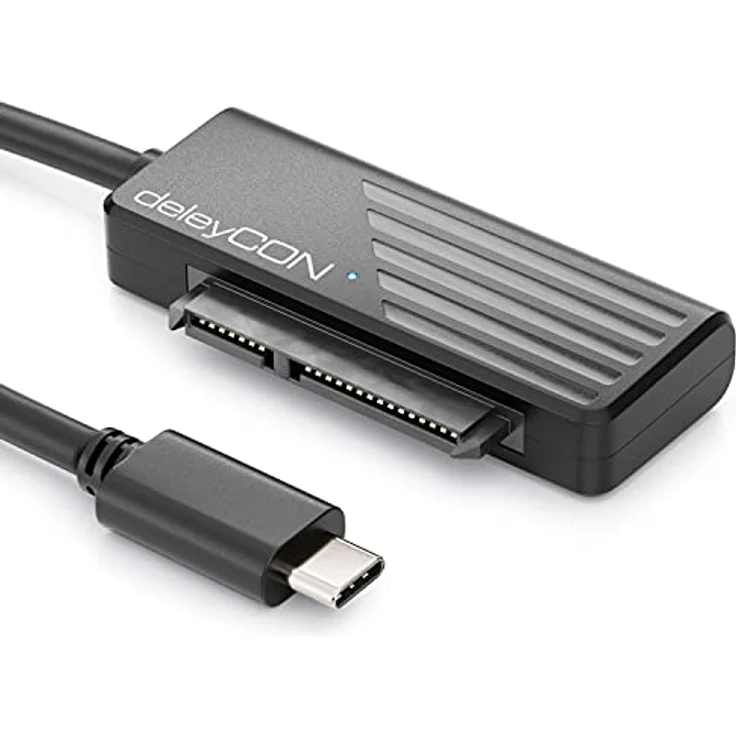 deleyCON USB 3.0 SATA Adapter Kabel USB C zu 2,5" Zoll Festplatten Schwarz, 5 GBit/s UASP SATA I II III Plug&Play – Bild 1