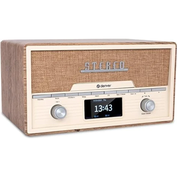 Denver DAB+/UKW-Radio MDA-525LW, mit CD-Player, Retrostyle, hellbraun – Bild 2