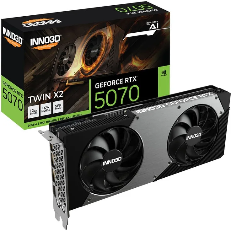 INNO3D GeForce RTX 5070 Twin X2, 12 GB GDDR7 Grafikkarte mit Dual-Fan-Kühlerdesign