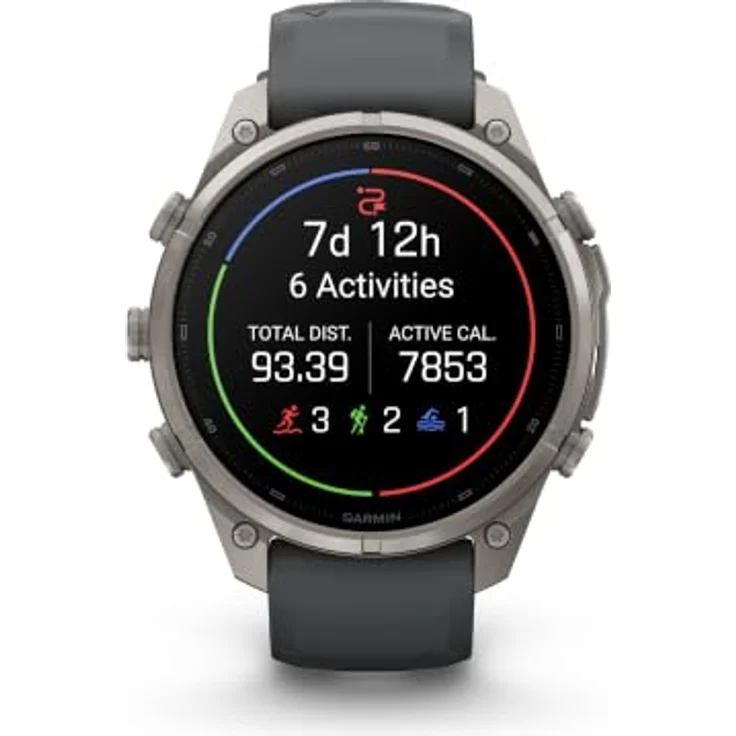 GARMIN fēnix 9 Pro - inReach, 47 mm Titan Smartwatch mit AMOLED Display, Titan Silikon, 22 mm, Graphit/Schwarz – Bild 9