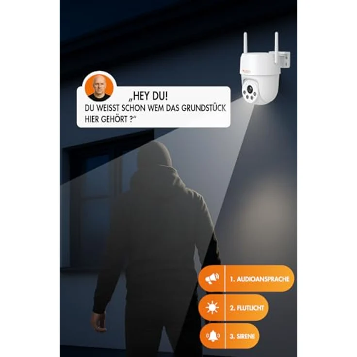 Lupus Electronics LE213 Alarmkamera, 3MP mit KI-Objektverfolgung, WiFi 6, Täteransprache, 30m Flutlicht, Sirene, IP66, inklusive APPs und Windows/Mac Software – Bild 4