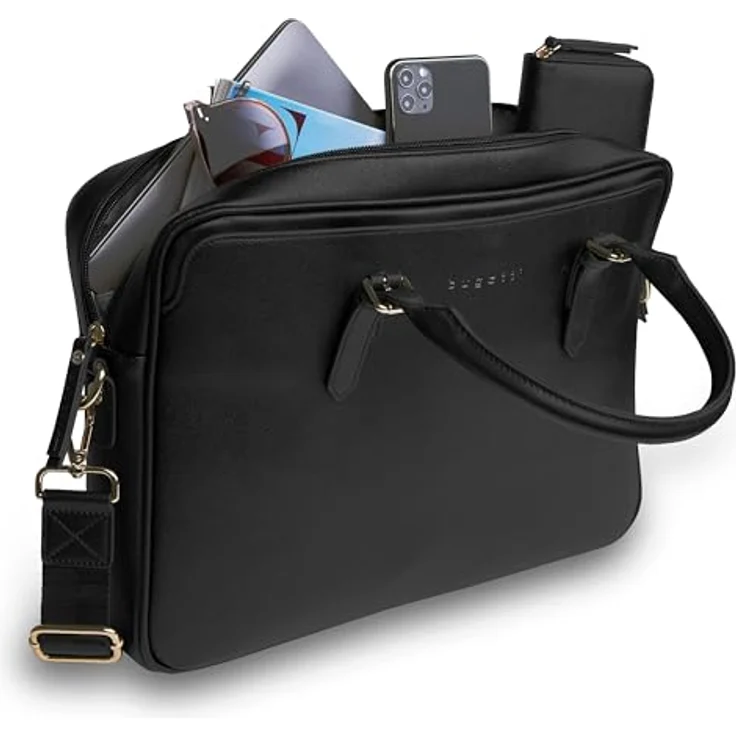 bugatti Ella Aktentasche 37 cm mit Laptopfach, schwarz, 100% Polyurethan – Bild 6