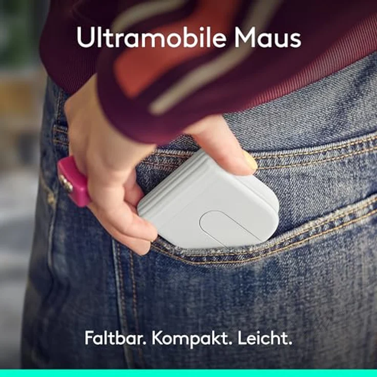 LOGITECH Mobi Fold kabellose faltbare Maus, präzise 4K DPI-Abtastung, adaptive Touch-Bildlauf, Off White – Bild 2