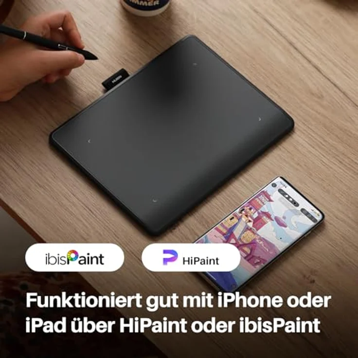 HUION Inspiroy Frego S Bluetooth-Grafiktablett, PenTech 3.0+, 6,3 x 3,9 Zoll, Cosmo Black – Bild 6