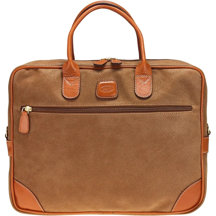 Brics Life Aktentasche 38 cm Laptopfach (16.14"), Notebooktasche, Beige - Strapazierfähige Aktentasche aus Kunstleder mit Echtleder abgesetzt
