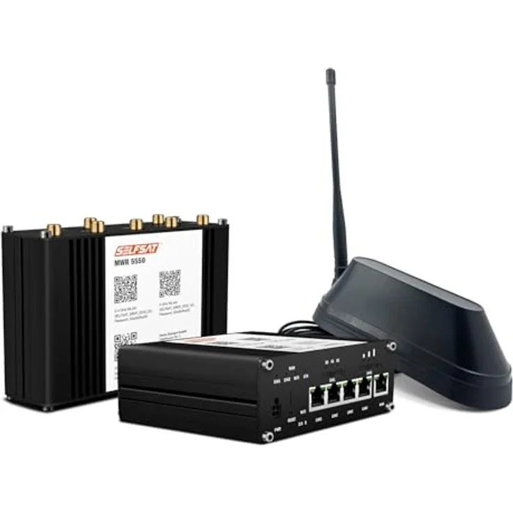 SELFSAT MWR 5550 5G Cat 20 WLAN Router bis 3,3 Gbps, inkl. Shark 5G Antenne, schwarz, geeignet für Wohnmobile und Wohnwagen – Bild 1
