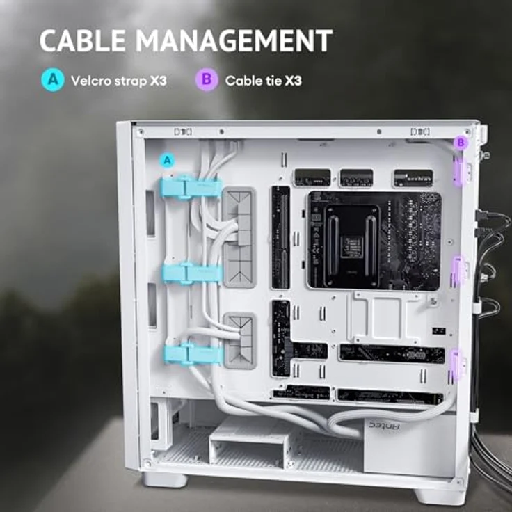 Antec Flux PC-Gehäuse, Full-Tower E-ATX, Aluminium & Holzrahmen, Tempered Glass, bis zu 2x 360mm Radiator Support, weiß – Bild 16