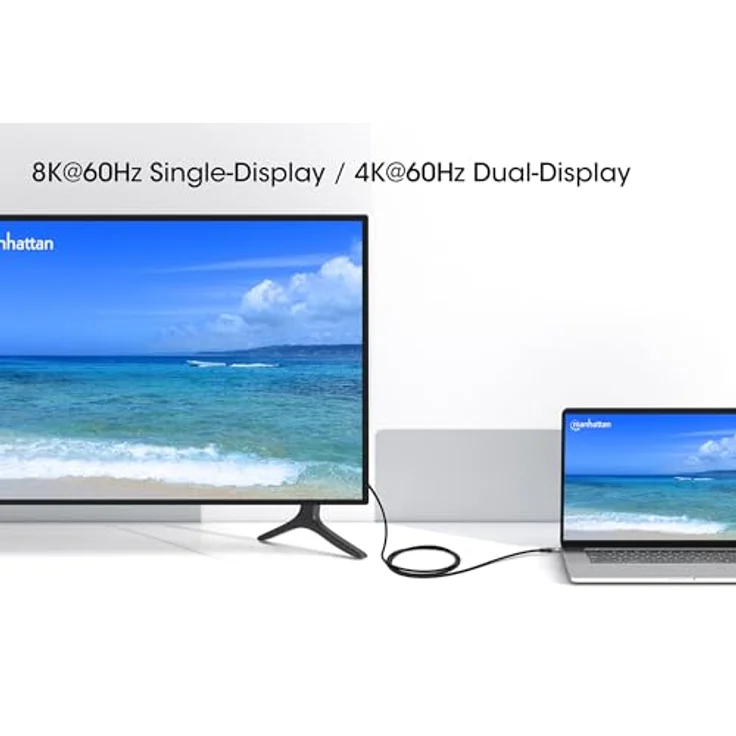 MANHATTAN USB4 USB-C Ladekabel 240W, 40Gbit/s, 8K Unterstützung, 2m, schwarz – Bild 8
