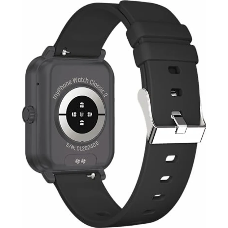 MP myPhone Watch Classic 2 Bluetooth Smartwatch, 260-mAh-Akku, 1,85-Zoll-Bildschirm, IP65-Robustheit, mehrere Sportmodi - Schwarz – Bild 4