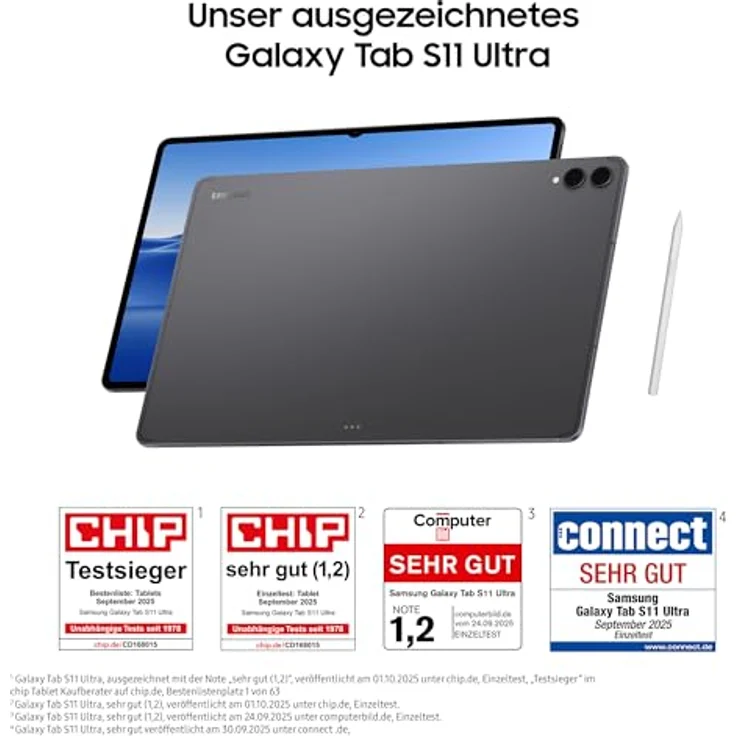 Samsung Galaxy Tab S11 Ultra 5G, AI Tablet mit 512 GB Speicher, 12 GB RAM, DeX, 14,6 Zoll AMOLED Display, lange Akkulaufzeit, Grau, 3 Jahre Herstellergarantie [Exklusiv auf Amazon] – Bild 2