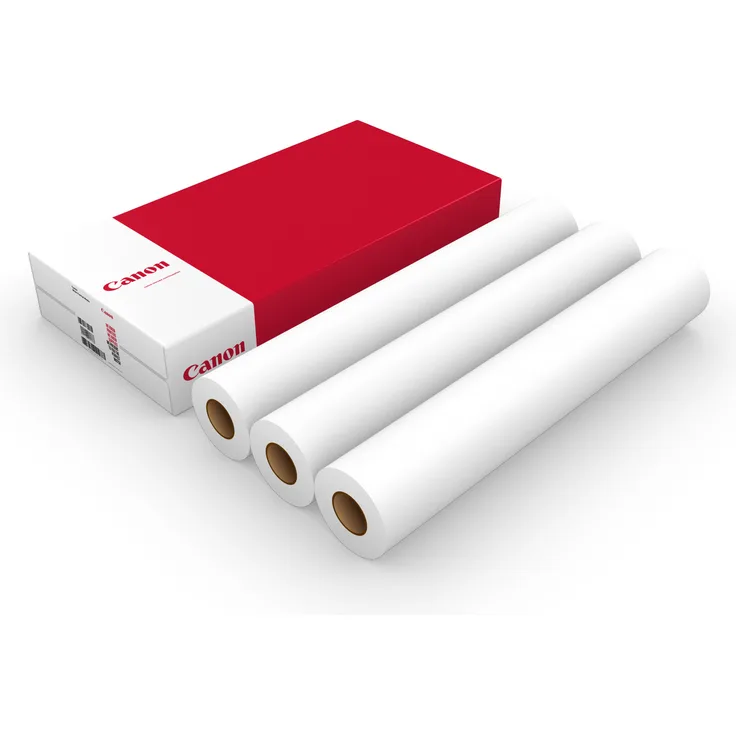 Canon Plotterpapier Draft IJM009F, ungestrichenes weißes Papier für monochrome und farbige Zeichnungen, 610mm x 50m, 75g, 3 Stück