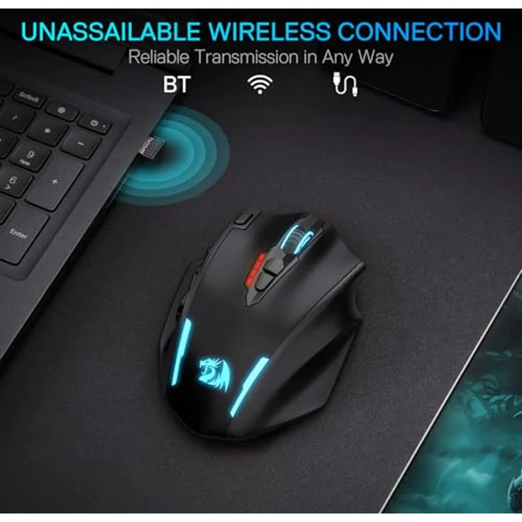 Redragon M913 MAX, Wireless Gaming Maus mit 26000 DPI, 16 programmierbaren Tasten, BT & 2.4G Wireless, RGB Beleuchtung – Bild 2