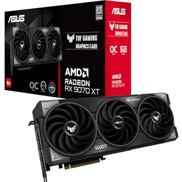 ASUS TUF Gaming Radeon RX 9070 XT OC Edition 16GB GDDR6 Grafikkarte (Militärqualität, 3.125-Slot-Design, TUF-RX9070XT-O16G-GAMING) – Bild 1