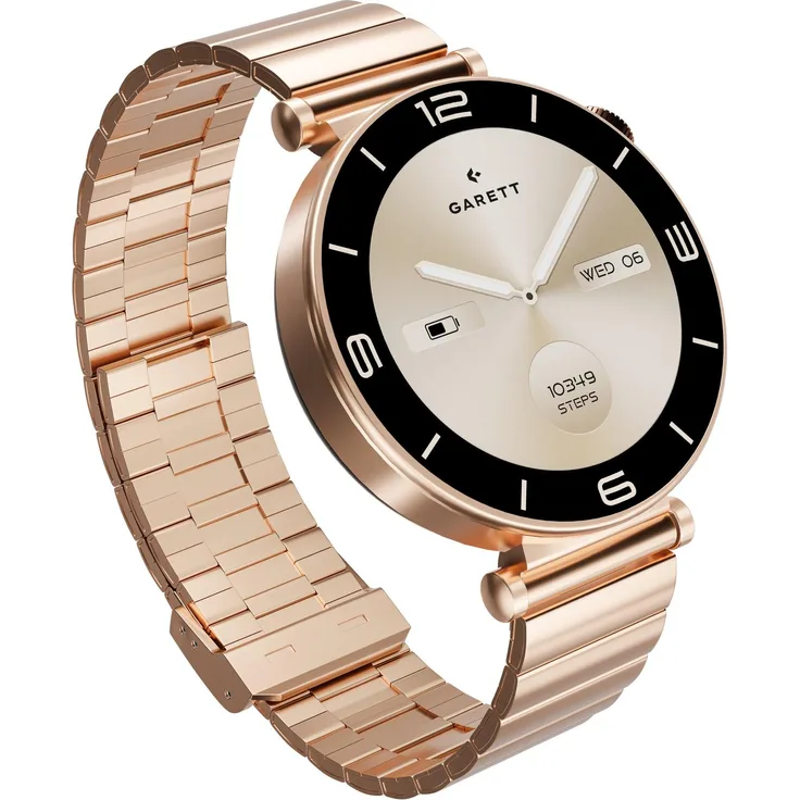 GARETT Női Smartwatch Edelstahl Roségold, Bluetooth-Konnektivität, Gesundheitsüberwachung
