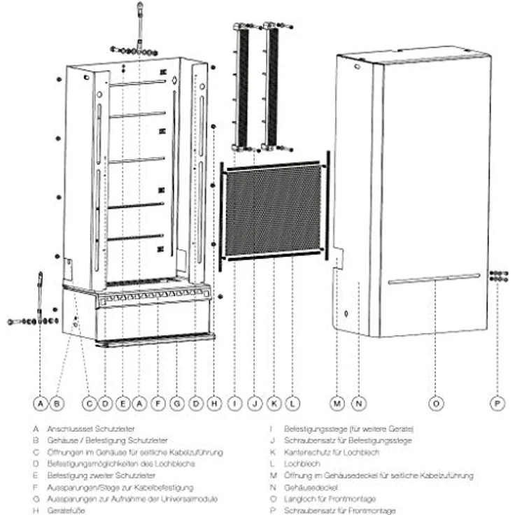 Rutenbeck MM Ap Netzwerk-Patchpanel, Multimedia-Verteiler für bis zu 15 Universalmodulen, vollgeschirmte Metallausführung, Wandmontage – Bild 2