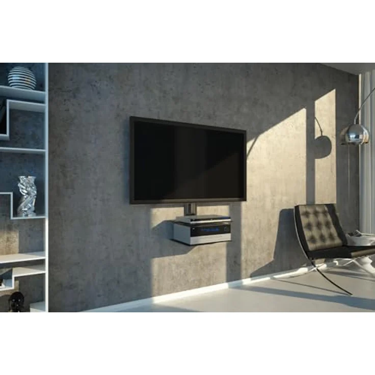 NEG Multimedia TV-Rack Suspender 502B (schwarz) mit 2 Glas-Ablagen und Kabelmanagement-System – Bild 2