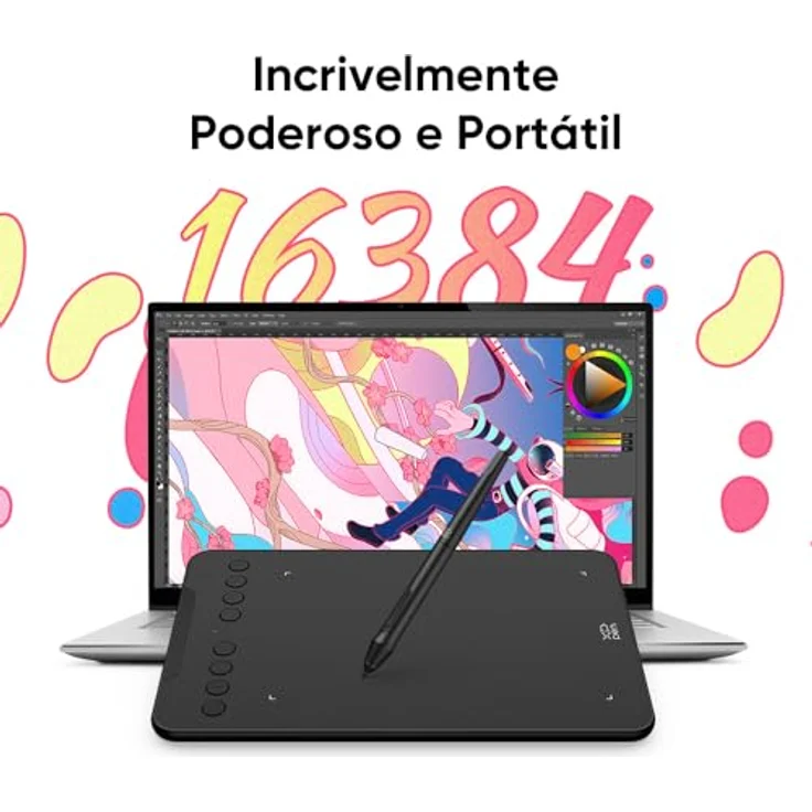XP-Pen Deco mini7 V2, Grafiktablett mit 16.384 Druckempfindlichkeitsstufen, kabellosem Stift und 8 programmierbaren Tasten, Schwarz – Bild 7