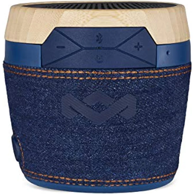 House of Marley Chant Mini, tragbare Bluetooth Lautsprecherbox, spritzwassergeschützt, 6 Std. Akkulaufzeit, integriertes Mikrofon, Karabinerhaken, kabellos verbinden mit iPhone, Samsung etc, denim – Bild 1