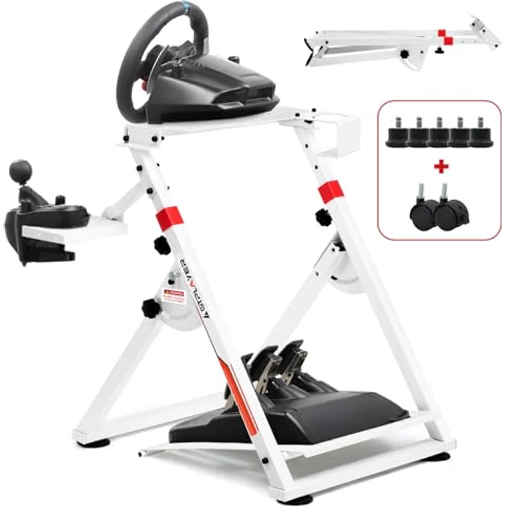 GTPLAYER Lenkradständer für Gaming Wheel, höhenverstellbares Racing-Gestell mit V1 V2 Schalthebelhalterung, kompatibel mit PS4, Xbox und PC – Bild 1