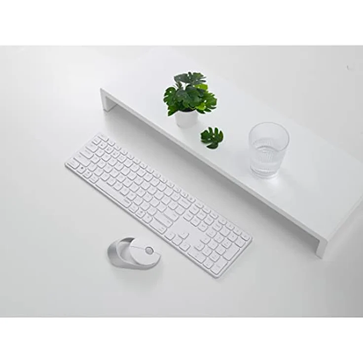 Rapoo 9850M kabelloses Tastatur-Maus Set Wireless Deskset 1600 DPI Sensor wiederaufladbarer Akku flaches Aluminium Design DE-Layout QWERTZ PC & Mac - weiß – Bild 5